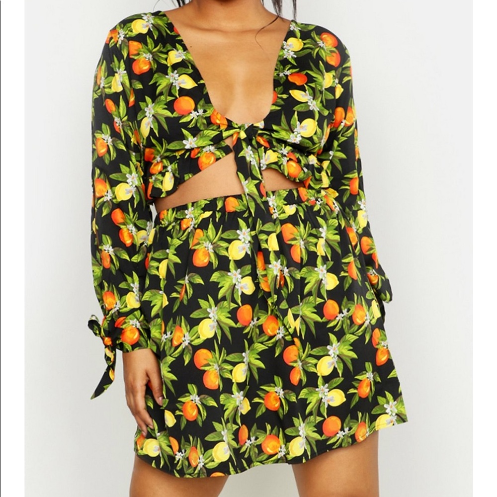 Lemon and Orange Two Piece Skirt Set